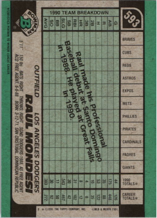 A9914- 1991 Bowman Baseball Cards 501-704 +Rookies -You Pick- 10+ FREE US SHIP - Picture 175 of 395