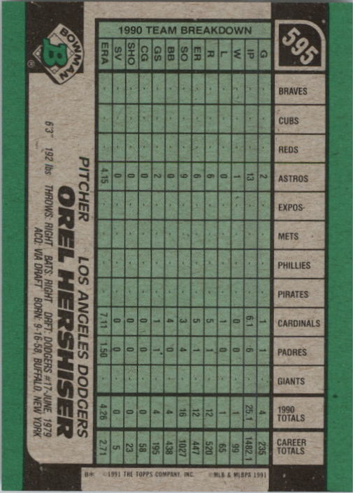 thumbnail 179  - A9914- 1991 Bowman Baseball Cards 501-704 +Rookies -You Pick- 10+ FREE US SHIP