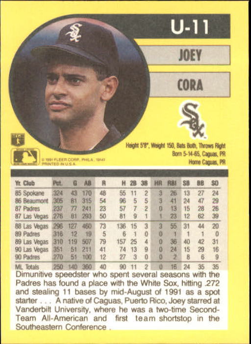 1991 Fleer Update Baseball Card Pick