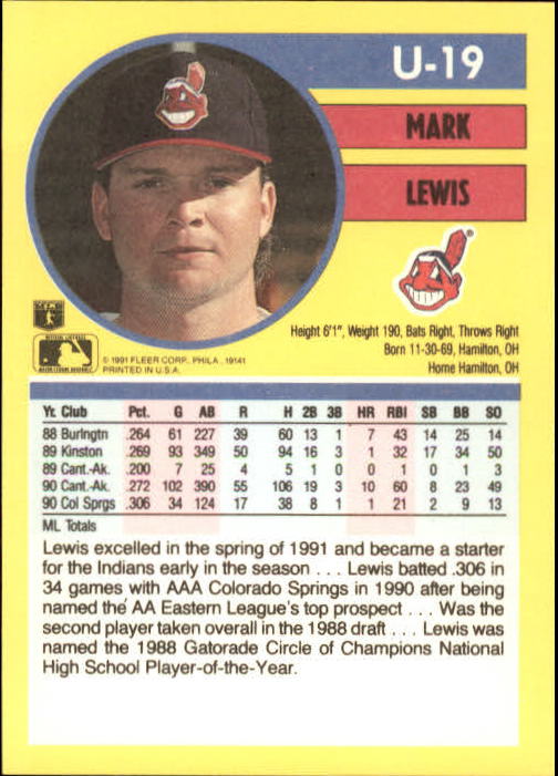 1991 Fleer Update Baseball Card Pick