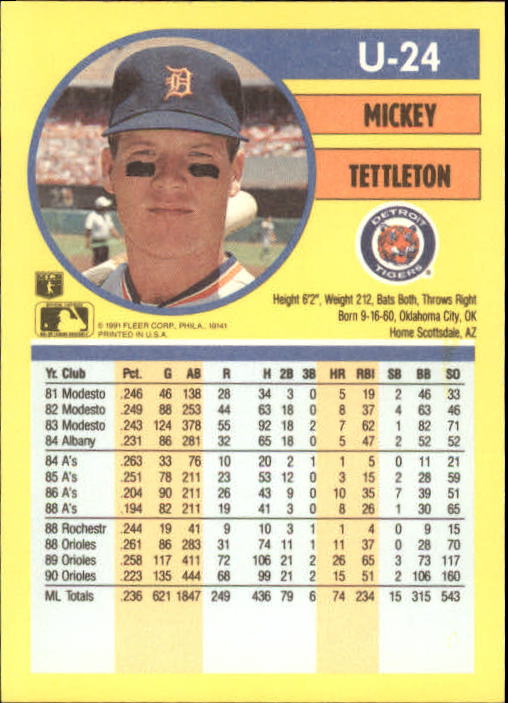 1991 Fleer Update Baseball Card Pick