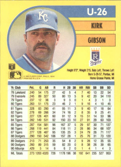 1991 Fleer Update Baseball Card Pick