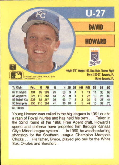 1991 Fleer Update Baseball Card Pick