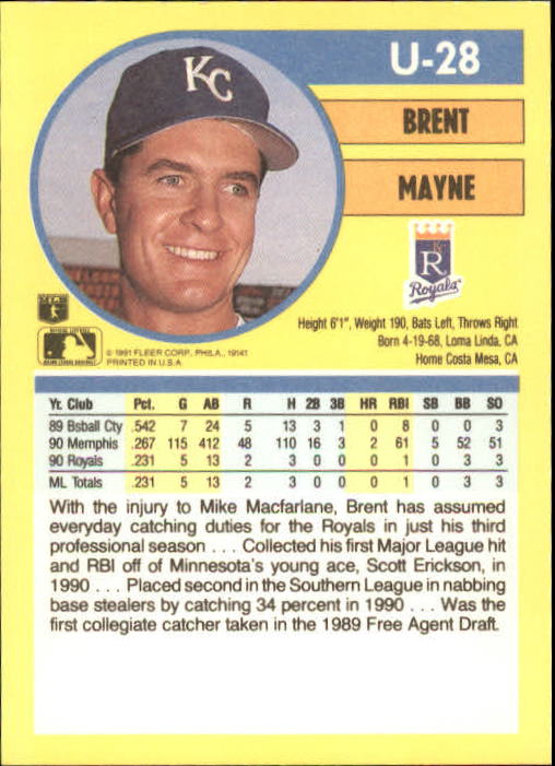 1991 Fleer Update Baseball Card Pick