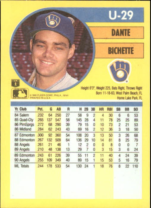 1991 Fleer Update Baseball Card Pick