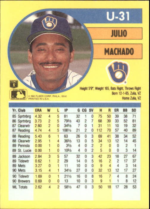 1991 Fleer Update Baseball Card Pick