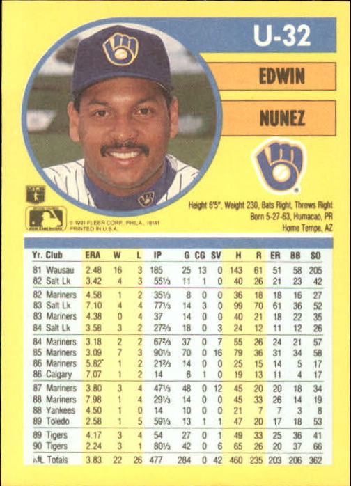 1991 Fleer Update Baseball Card Pick