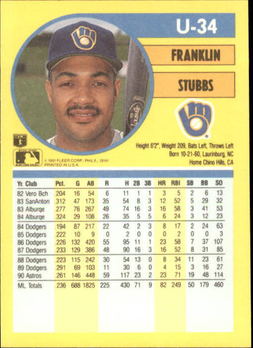 1991 Fleer Update Baseball Card Pick