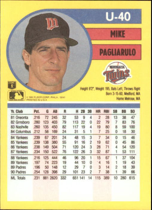 1991 Fleer Update Baseball Card Pick