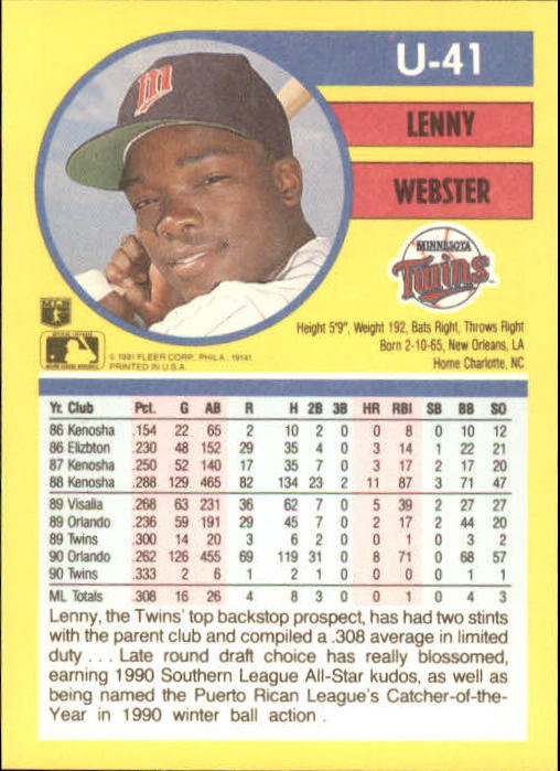 1991 Fleer Update Baseball Card Pick