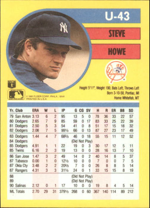 1991 Fleer Update Baseball Card Pick