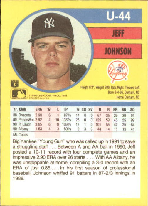 1991 Fleer Update Baseball Card Pick