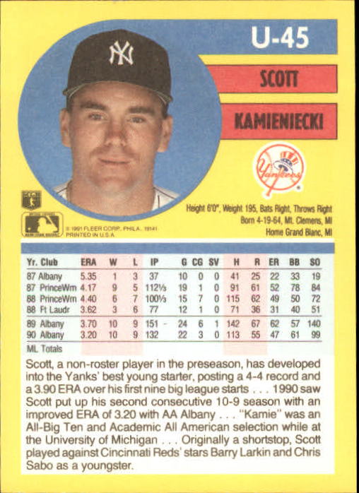 1991 Fleer Update Baseball Card Pick