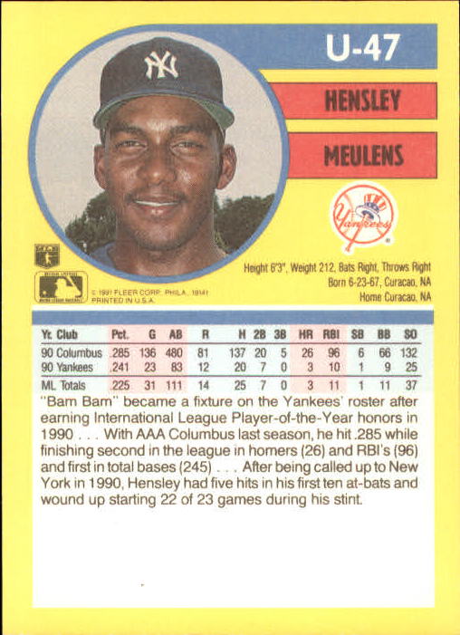 1991 Fleer Update Baseball Card Pick