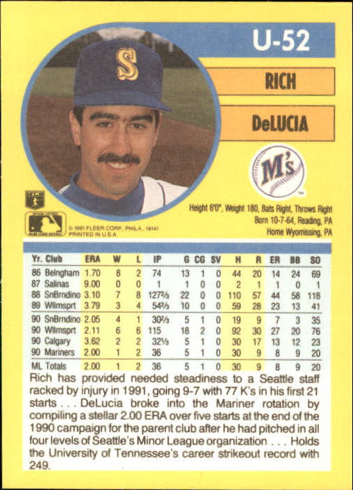 1991 Fleer Update Baseball Card Pick