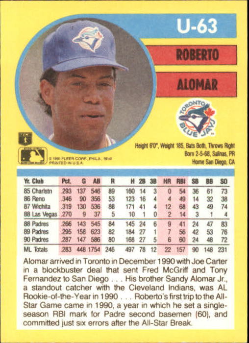 1991 Fleer Update Baseball Card Pick