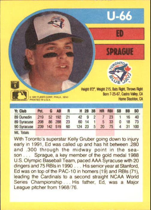 1991 Fleer Update Baseball Card Pick