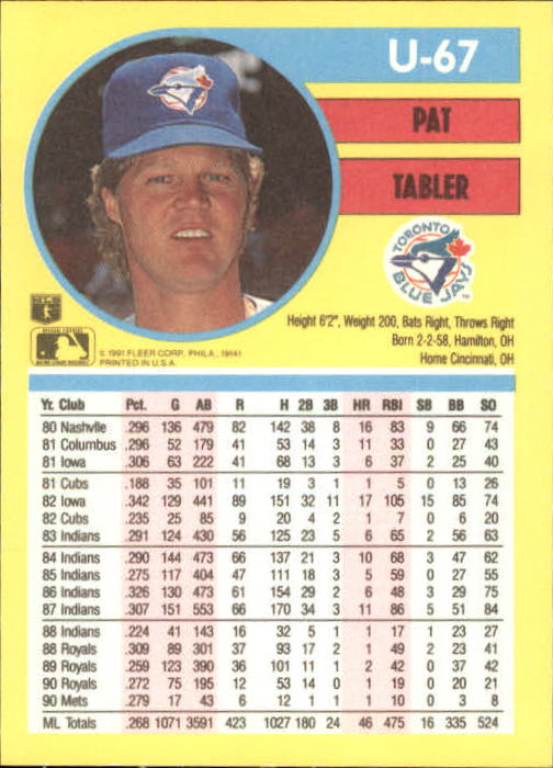 1991 Fleer Update Baseball Card Pick