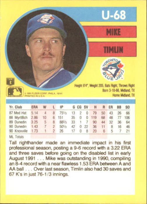 1991 Fleer Update Baseball Card Pick