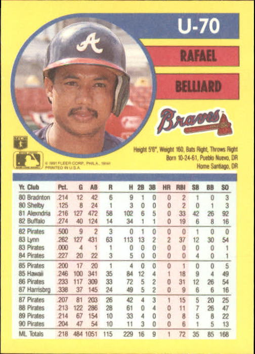 1991 Fleer Update Baseball Card Pick