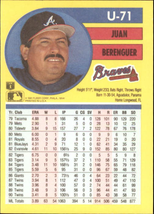 1991 Fleer Update Baseball Card Pick