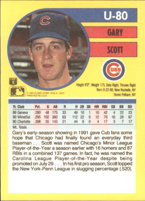 1991 Fleer Update Baseball Card Pick