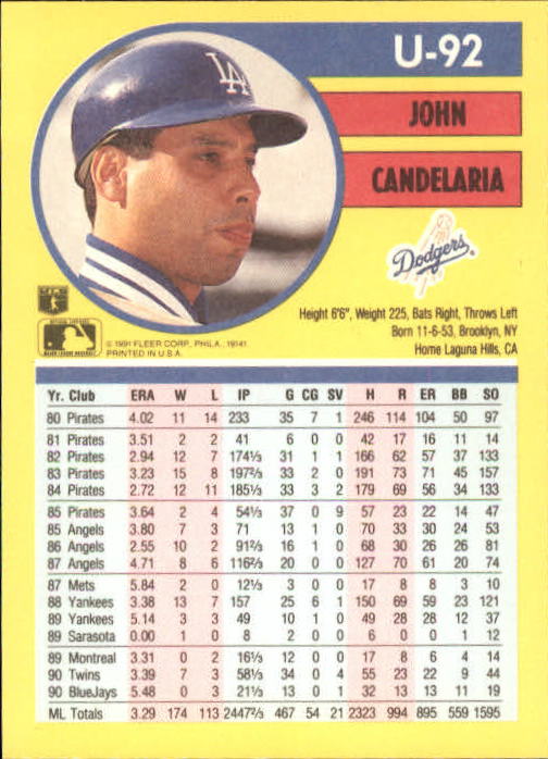 1991 Fleer Update Baseball Card Pick