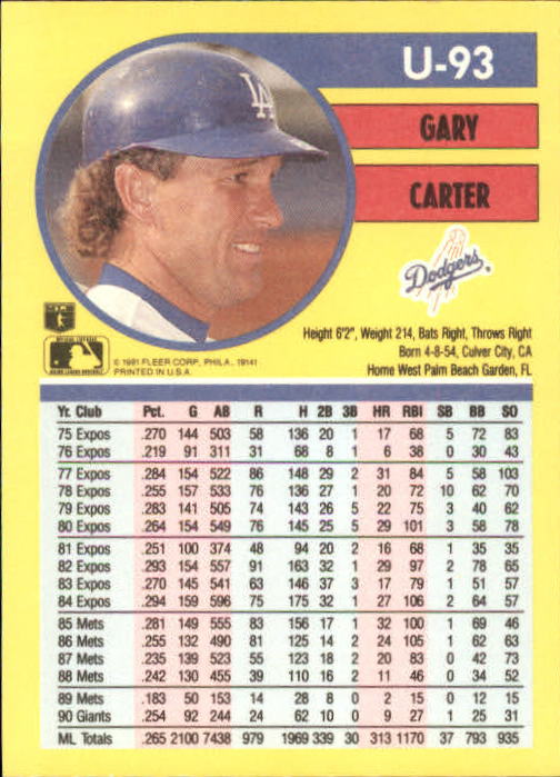 1991 Fleer Update Baseball Card Pick