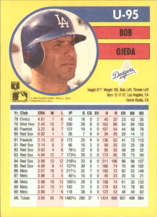 1991 Fleer Update Baseball Card Pick