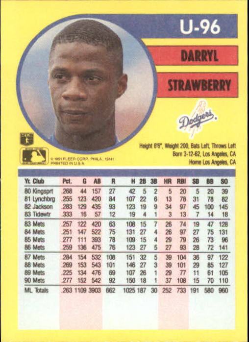 1991 Fleer Update Baseball Card Pick