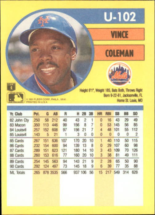 1991 Fleer Update Baseball Card Pick