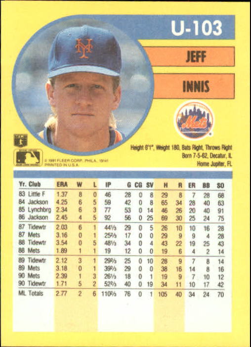 1991 Fleer Update Baseball Card Pick