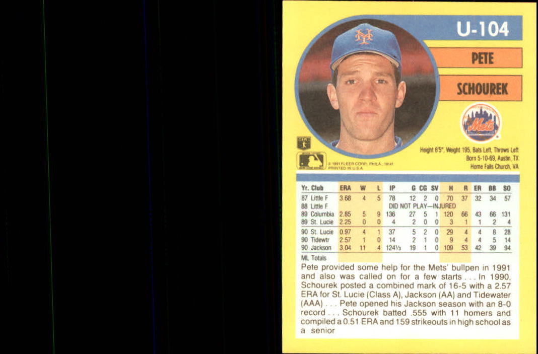 1991 Fleer Update Baseball Card Pick