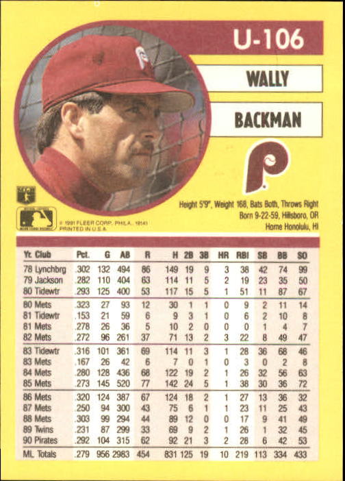 1991 Fleer Update Baseball Card Pick