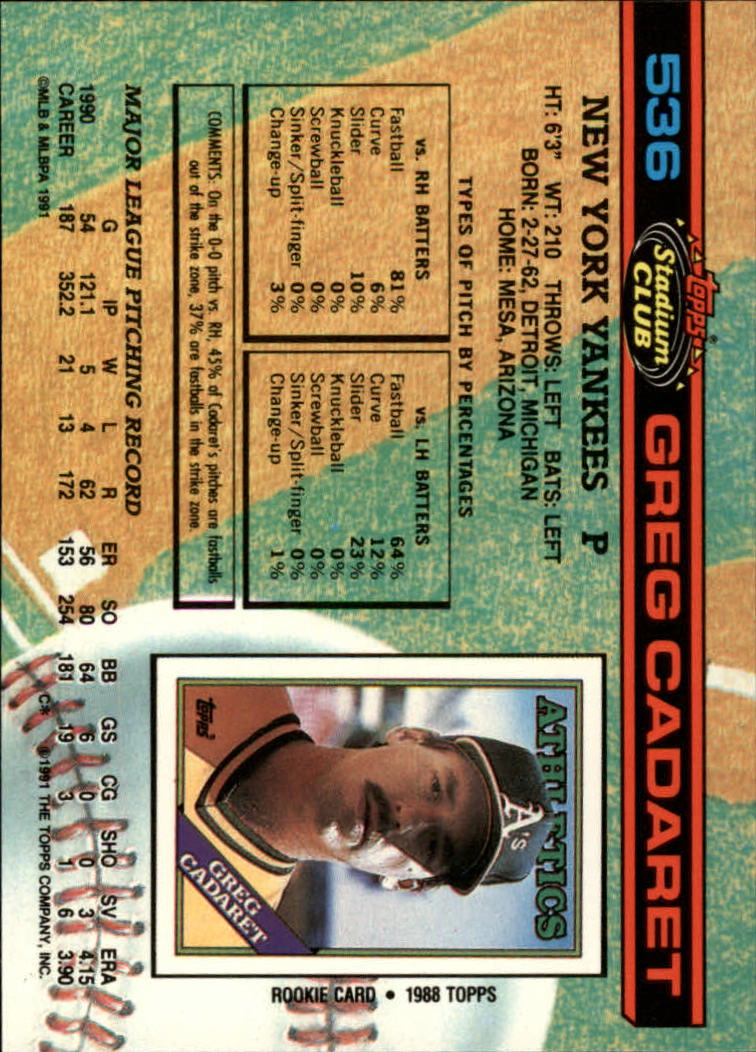 thumbnail 73  - 1991 Stadium Club Baseball Card Pick 501-600
