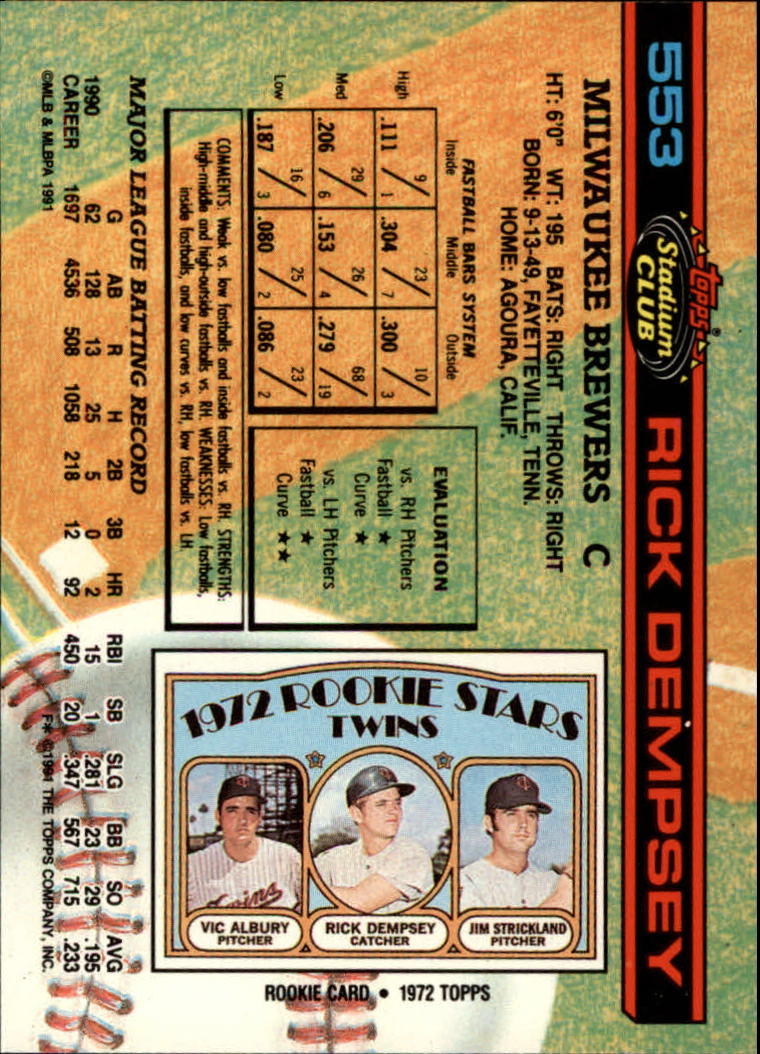 thumbnail 107  - 1991 Stadium Club Baseball Card Pick 501-600