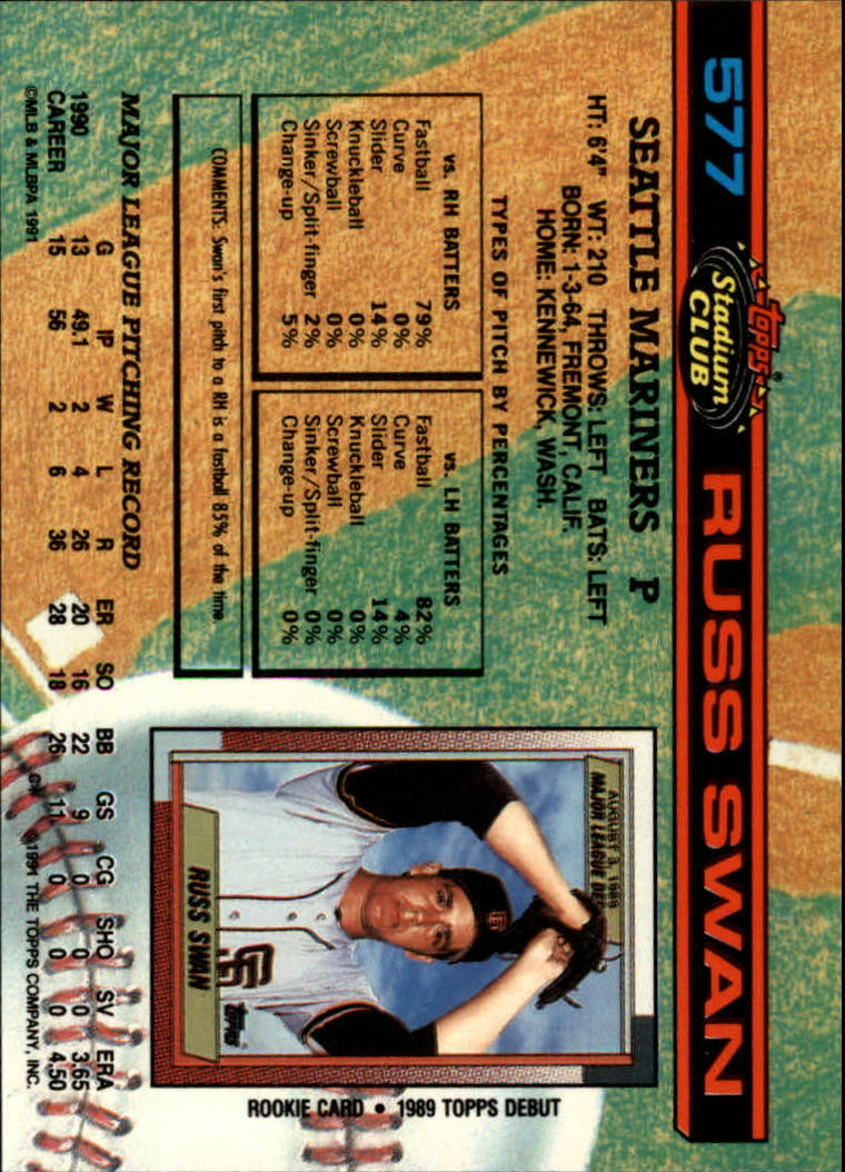 A1126- 1991 Stadium Club BB Cards 401-600 +Rookies -You Pick- 10+ FREE US SHIP - Picture 355 of 401