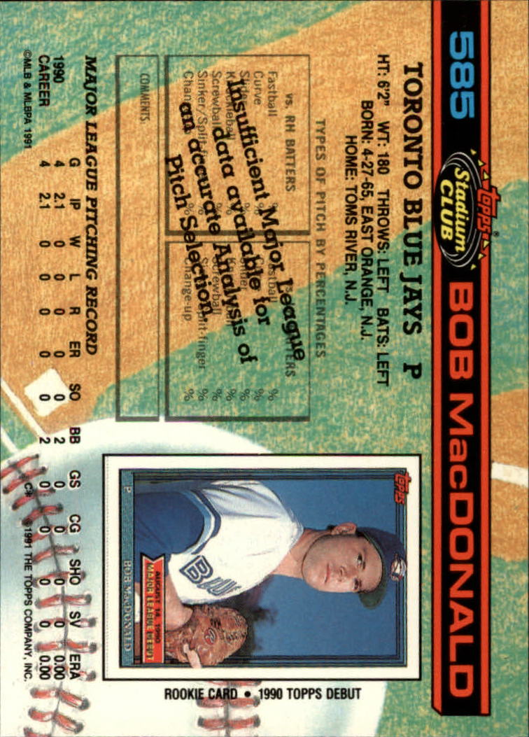 A1126- 1991 Stadium Club BB Cards 401-600 +Rookies -You Pick- 10+ FREE US SHIP - Picture 371 of 401