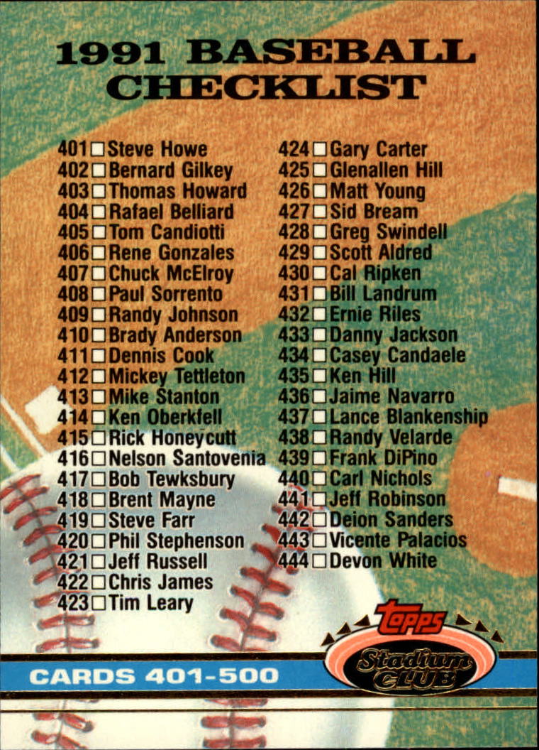 A1126- 1991 Stadium Club BB Cards 401-600 +Rookies -You Pick- 10+ FREE US SHIP - Picture 398 of 401