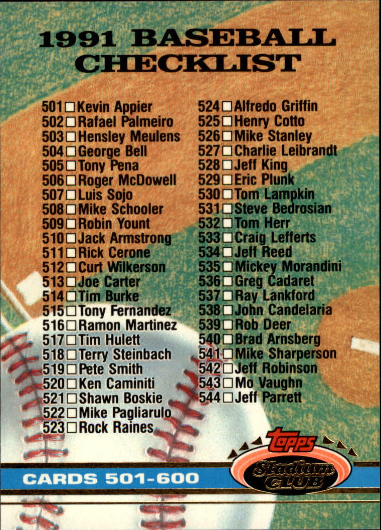 thumbnail 400  - A1126- 1991 Stadium Club BB Cards 401-600 +Rookies -You Pick- 10+ FREE US SHIP