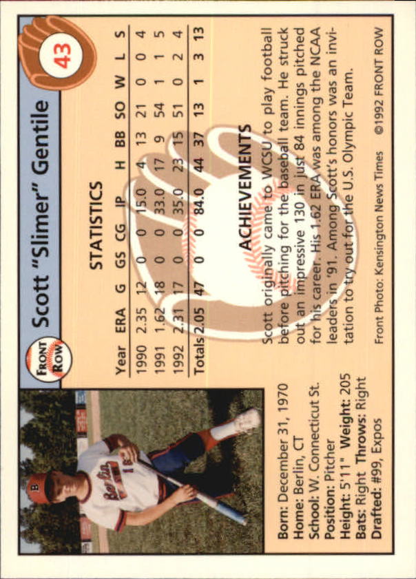 1992 Front Row Draft Picks Baseball Card Pick