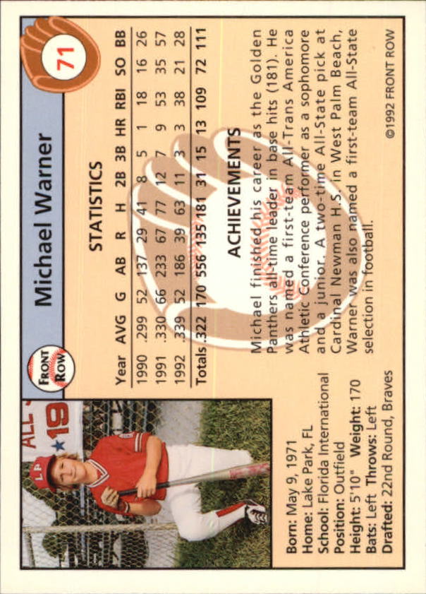 1992 Front Row Draft Picks Baseball Card Pick