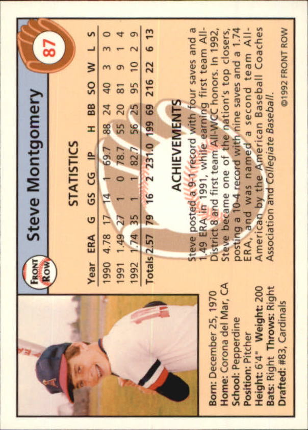 1992 Front Row Draft Picks Baseball Card Pick