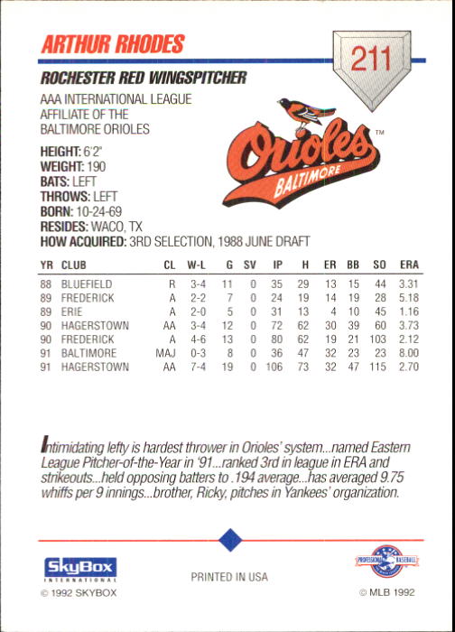 B0451- 1992 SkyBox AAA Baseball Card #s 200-310 -You Pick- 15+ FREE US SHIP - Picture 19 of 209