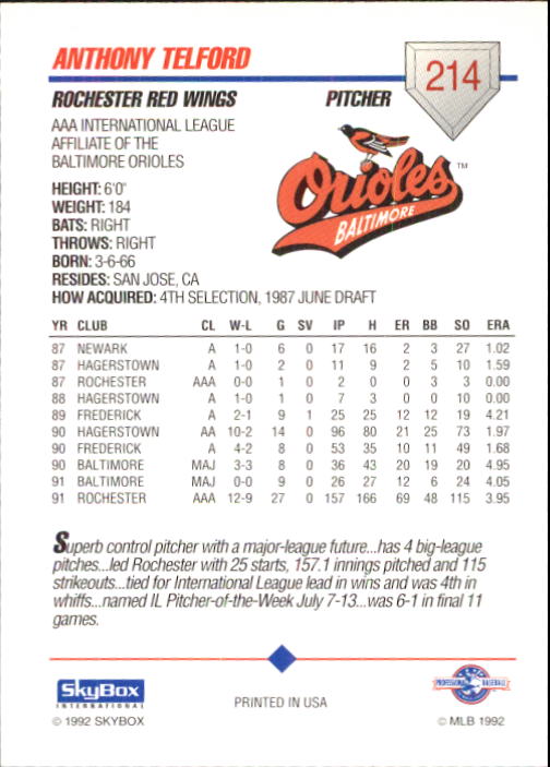 B0451- 1992 SkyBox AAA Baseball Card #s 200-310 -You Pick- 15+ FREE US SHIP - Picture 25 of 209