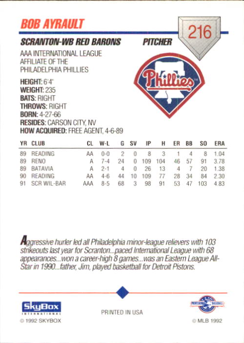 B0451- 1992 SkyBox AAA Baseball Card #s 200-310 -You Pick- 15+ FREE US SHIP - Picture 29 of 209