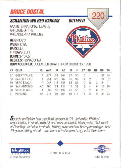 B0451- 1992 SkyBox AAA Baseball Card #s 200-310 -You Pick- 15+ FREE US SHIP - Picture 37 of 209