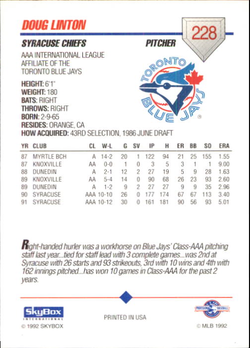 B0451- 1992 SkyBox AAA Baseball Card #s 200-310 -You Pick- 15+ FREE US SHIP - Picture 53 of 209