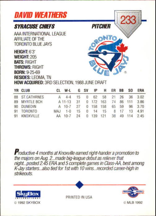 B0451- 1992 SkyBox AAA Baseball Card #s 200-310 -You Pick- 15+ FREE US SHIP - Picture 63 of 209