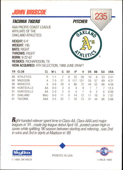 B0451- 1992 SkyBox AAA Baseball Card #s 200-310 -You Pick- 15+ FREE US SHIP - Picture 67 of 209
